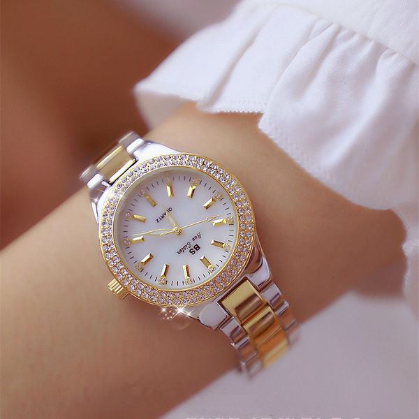 

2019 luxury brand lady crystal watch women dress watch fashion rose gold quartz watches female stainless steel wristwatches ly191206, Slivery;brown