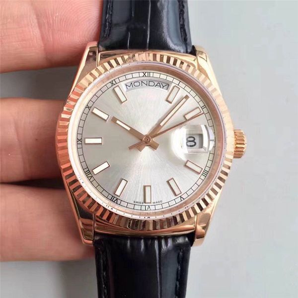 

luxury mens watches automatic watch 36mm leather watch 2020 new with sapphire 18k gold sports watch designer, Slivery;brown