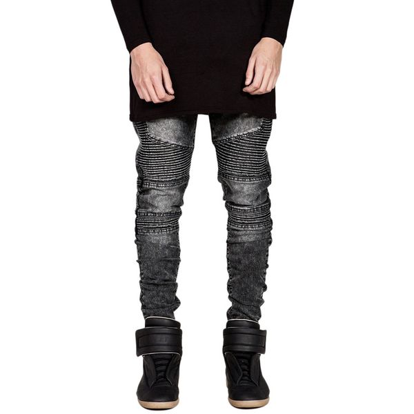 

mens jeans brand clothes jeans biker fashion hiphop skinny for men streetwear hip hop stretch hombre slim pants, Blue