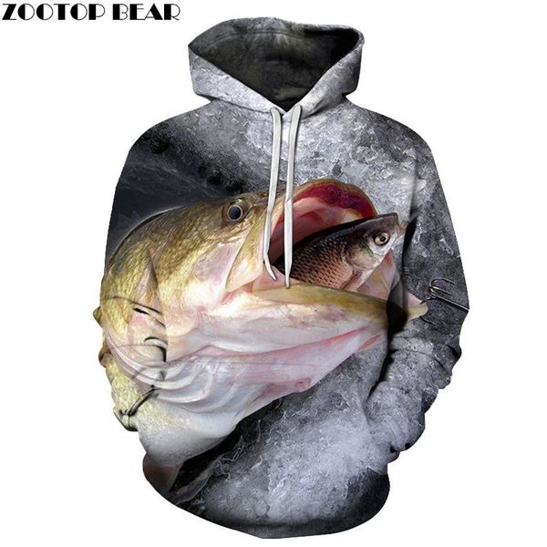 

big fish eat small fish 3d printed men pullover hoodies anime casual hoodies men drop ship pullover funny hoodie, Black