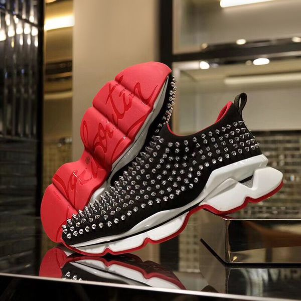 

new rivet couple men and women shoeschanel thick bottom shock absorption sports personality low-running training pedal shoes, Black