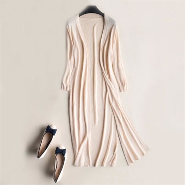 

2018 summer autumn women midi long cardigan casual loose thin silk knitted cardigans female sweater coat jacket plus size ab940, White