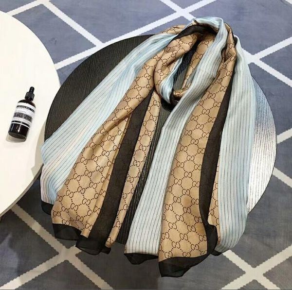 

guc‍ciscarf fashion scarf brand letters women soft scarf shawls for mens womens classic silk scarves louιs vuιtton scarf 190x8, Blue;gray