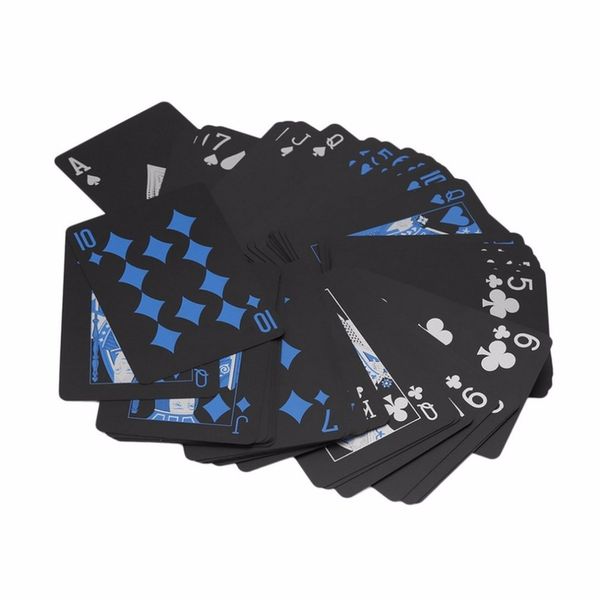 

waterproof pvc poker card plastic playing cards trend deck classic magic tricks tool pure color box-packed drop shipping running jerseys, Black;blue