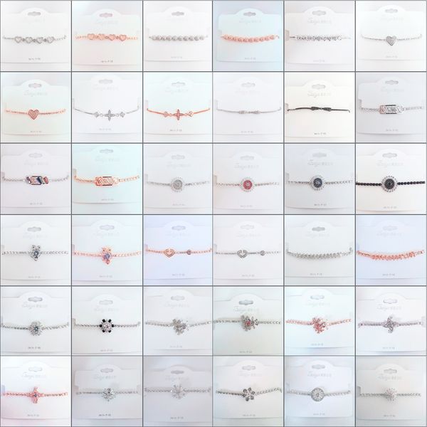 

drawing style 18k gold plated adjustable women's bracelet s925 sterling silver plated copper crystal disco beads spinner hand chain mix, Black