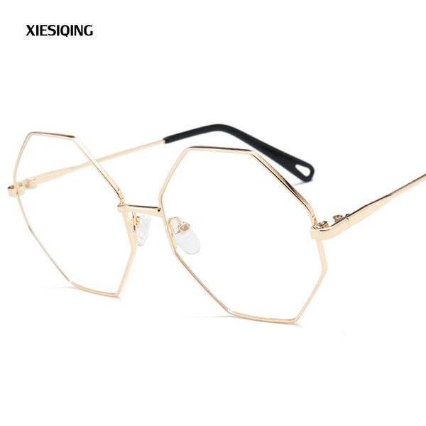 

2019 xiesiqing designer designers polygonal frames monochrome clear lenses sunglasses men's retro sunglasses hexagon frames, White;black
