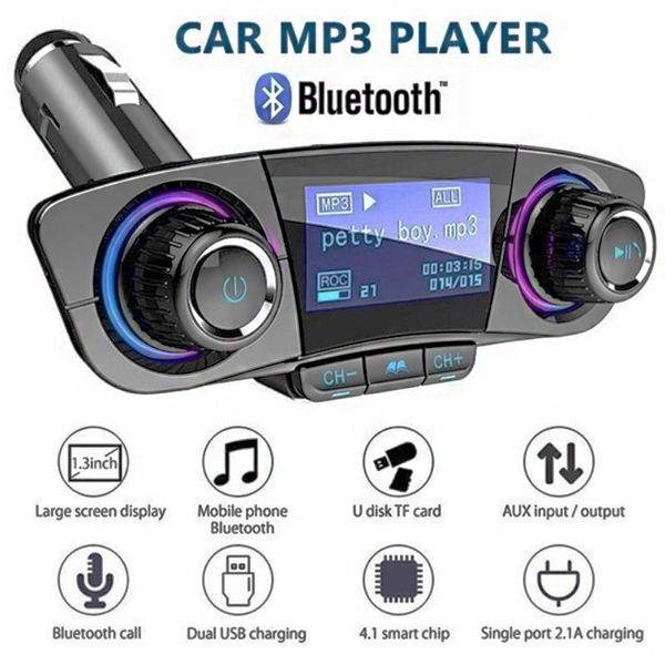

auto fm transmitter wireless modulator dual usb handscar bluetooth radio audio adapter mobile phone charger car mp3 player