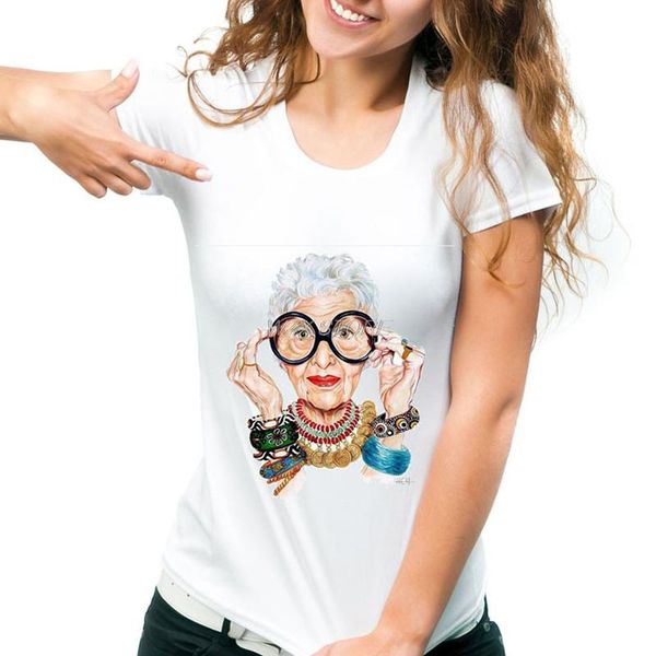 

1010summer old women t shirt women fashio apfel vogue style t-shirt girl tee casual female t-shirts, White
