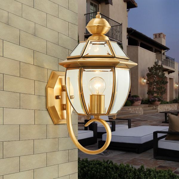 

outdoor wall lamp white light outdoor garden villa door decoration wall aisle corridor copper modern led wall lamps glass walls light