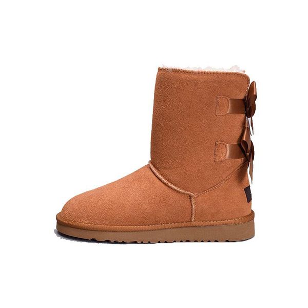 

2020 designer women winter snow boots fashion australia classic short bow boots ankle knee bow girl mini bailey boot, Black