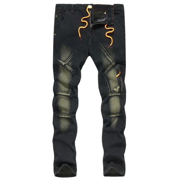 

мужская hole лестница denim хлопок vintage wash hip hop рабочие брюки джинсы штаны w313, Blue