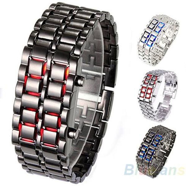 

2013 new fashion men women lava iron samurai metal led faceless bracelet watch wristwatch 0w47, Slivery;brown