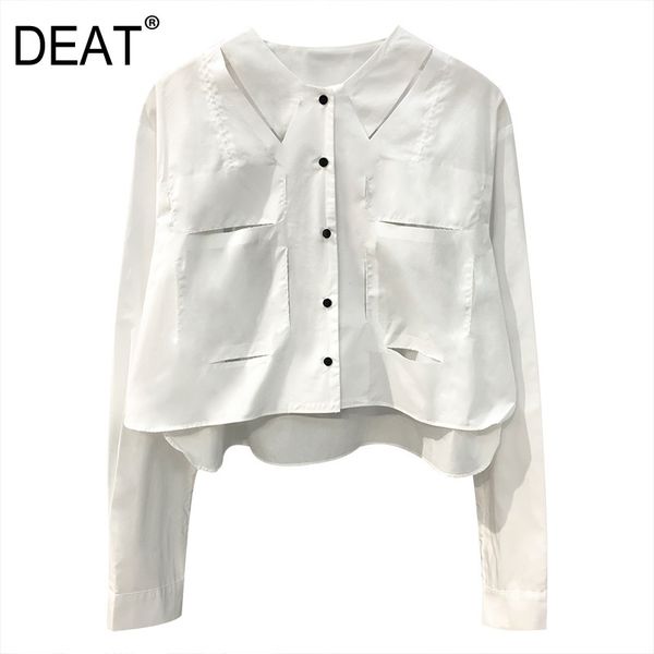 

deat 2020 new spring and summer fashion women clothing round neck full sleeves single breasted short shirt wl09800l, White