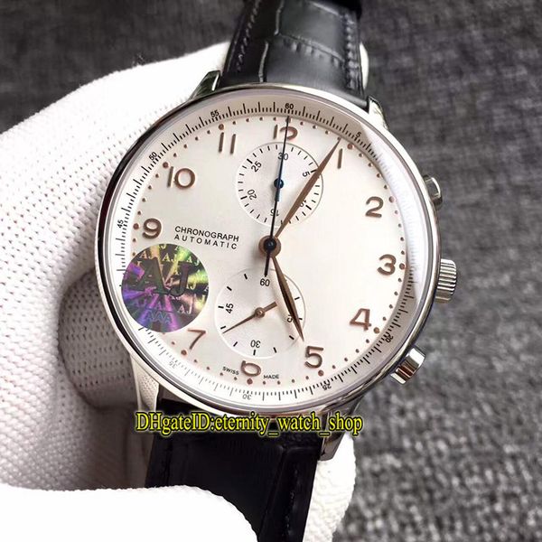 

aj factory v4 версия 7 цветов portugieser iw371445 eta 7750 автоматический хронограф белый циферблат 3714 мужские часы из сапфирового стекла, Slivery;brown