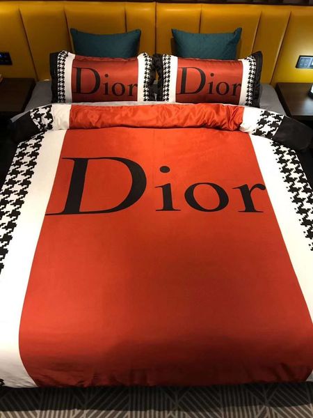 

branded cotton letter series bed linens 4pcs bedding sets kids bed set duvet cover bed sheet household cover set
