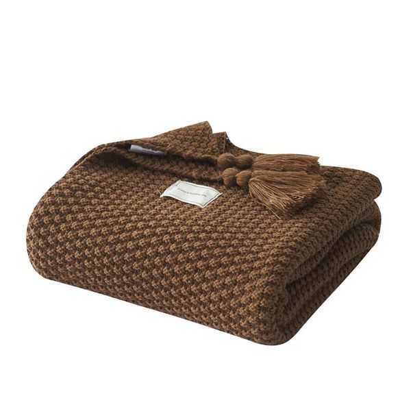 

knitted thread blanket winter bedspread on bed travel airplane sofa plaid mantas home decor