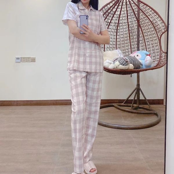 

womens long sleeve sleepwear soft 100% cotton pyjamas set female pajamas suit two piece set loungewear for women plus size, Black;red