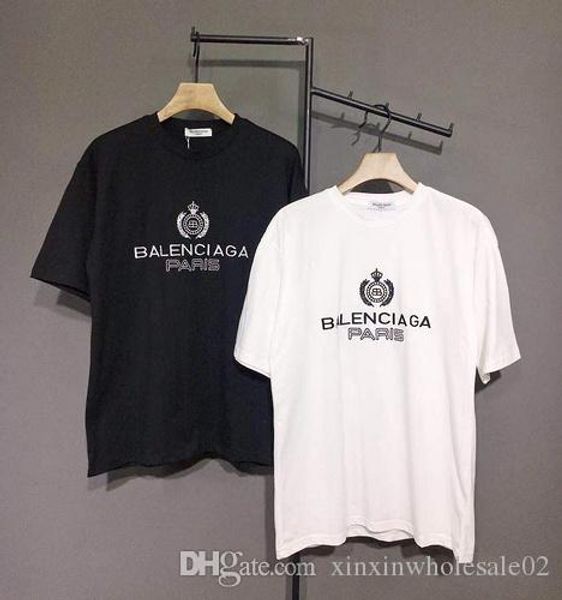 

20ss французская мода высокого класса весна и лето последние высококачественные письма печати футболка черный и белый топ смесь хлопка повсе, White;black