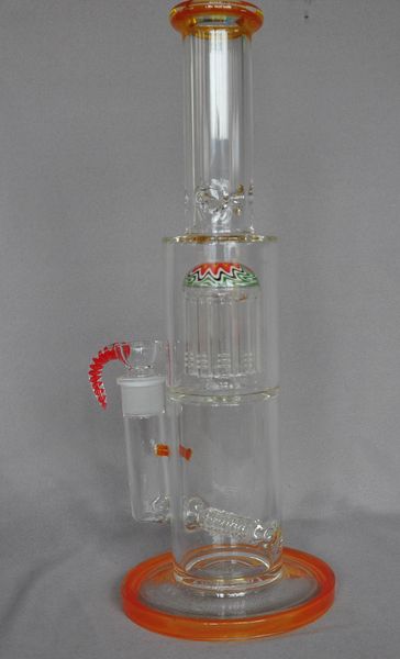 Alta Qualidade 14.5inch Importação em linha de vidro colorido tubos de água de bongo com perco de árvore 18.8mm articulação com tigela ou Banger de quartzo