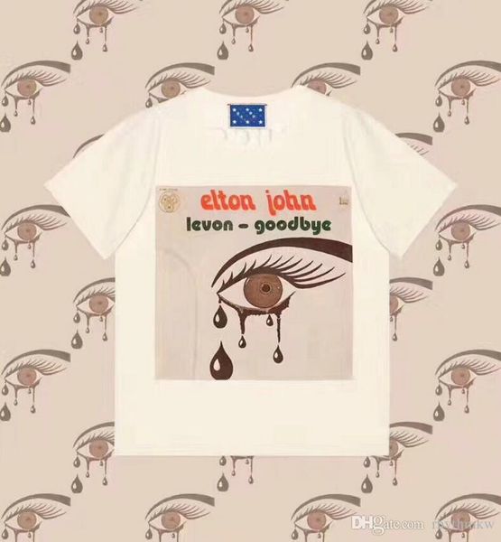 

men's t-shirt spring/summer ej crying eyes printed cotton short-sleeved t-shirts fashionable and slim s- size, White;black