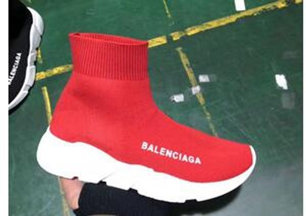 2019 Размер 36-45 Носок Обувь Черный Красный Paris Slip-on High Top Мужчины Женщины Повседневна