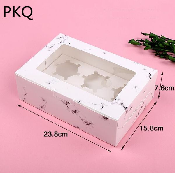 

10pcs white kraft paper box 6 cup cake packing box baking cupcake boxes retail cake gift 24*16*7.5cm