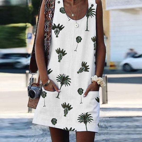 

women boho summer dress prints button pockets sleeveless dress beach mini dresses fashion summer 2019 new dropship, Black;gray