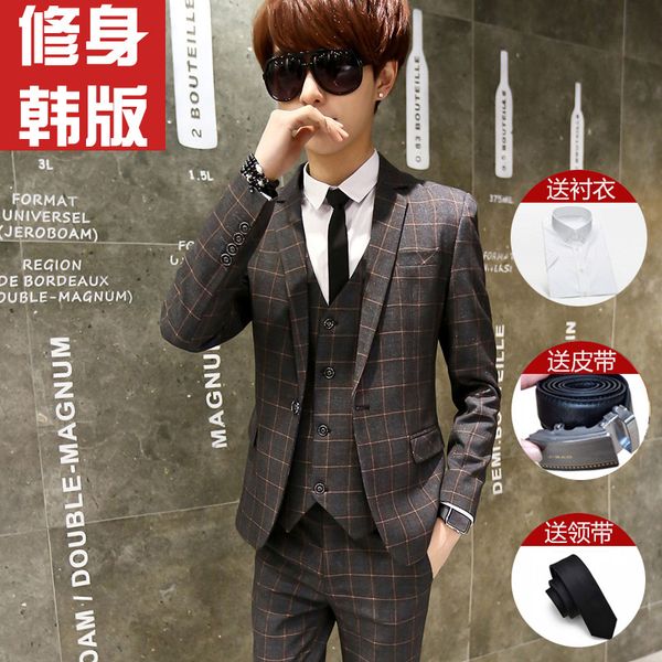 

3 pcs fashion mens plus size black groomsmen wedding party back split casual business suit set three-piece suit men's set b, White;black