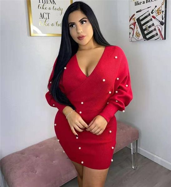 

сексуальная тонкий темный v-образным вырезом с длинными рукавами фонаря bodycon платья модные женские вечерние платья жемчужные женские плат, Black;gray