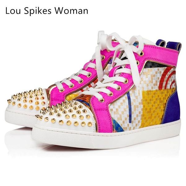 

europe and the united states new fashion trend shoes fantasy color laser rivet round head lovers of the same high-shoes lace-up 7788, Black