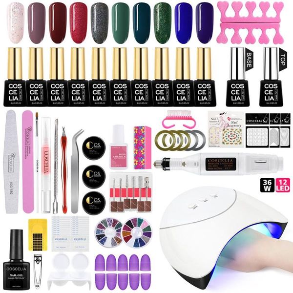 

coscelia uv led lamp nail art set dryer machine tools nail set for manicure gel polish kit soak off gel varnish