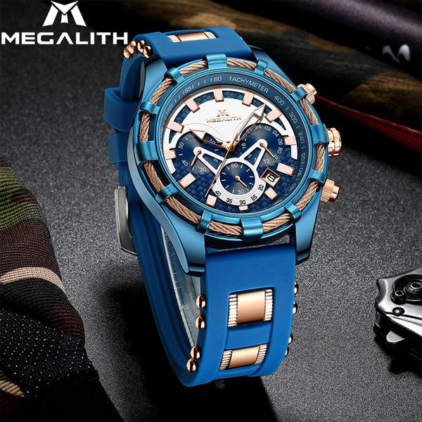 

megalith fashion luminous displ men watches brand luxury waterproof sport chronograph quartz wrist watch relogio masculino y19051403, Slivery;brown