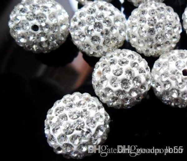 

14mm 50pcs/lot white micro pave disco ball crystal crystal beads.jewerly making bead lotbracelet bracelet diy w93
