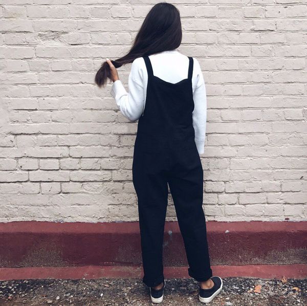 

bodysuit women for regular overalls women dungarees oversize rompers women jumpsuit strap solid tracksuit harem trousers 3xl 4xl, Black;white