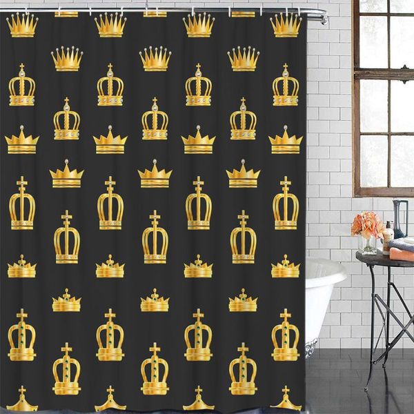 

shower curtains fabric curtain golden crown waterproof polyester bathroom &12 hooks