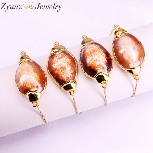 

10pcs, nature conch shell connector bracelet gold color cowrie shell women jewelry, Black