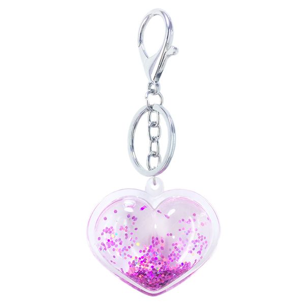 

new fashion lovely peach heart key chain pendant acrylic love lady bag car pendant effect quicksand pendant, small gifts, Silver