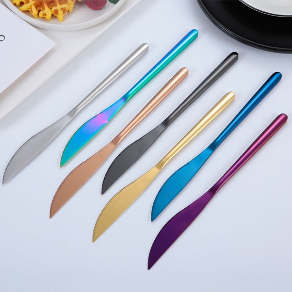 

high-grade stainless steel korean thickened golden cutlery western steak special knife household tableware