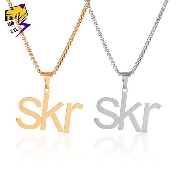 

rock raper letter skr necklace for men gold/silver color hiphop pendant necklaces stainless steel chains necklace women jewelry