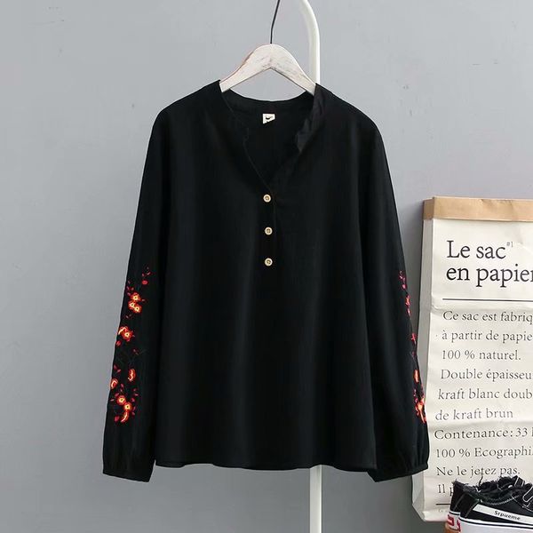 

j8 large size dress 2018 autumn new style fat mm korean-style loose-fit slimming embroidered shirt c- 903, Red