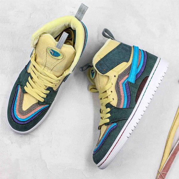 

Brand New Sean Wotherspoon Men Running Shoes Top Women Vivid Sulfur Multi Yellow Blue Hybrid Sports Sneakers Size36-45