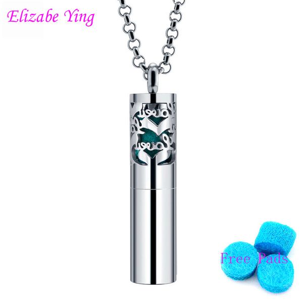 

ingenious hollow out perfume locket essential oil storage diffuser necklace women pendants silver color stainless steel gifts