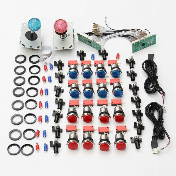 

arcade diy kits usb control to pc joystick led 2 players push buttons 2 x zero delay keyboard encoder