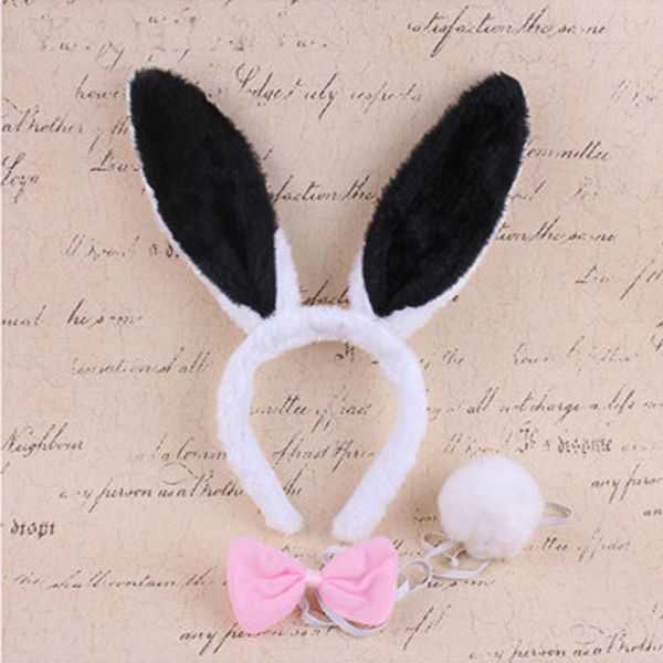 

woman girl plush fluffy ears headband tail tie costume accessory cosplay halloween christmas, Silver