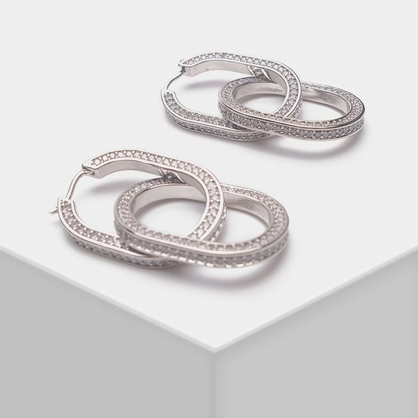 

women's fashionable luxury double hoop earrings, Golden;silver