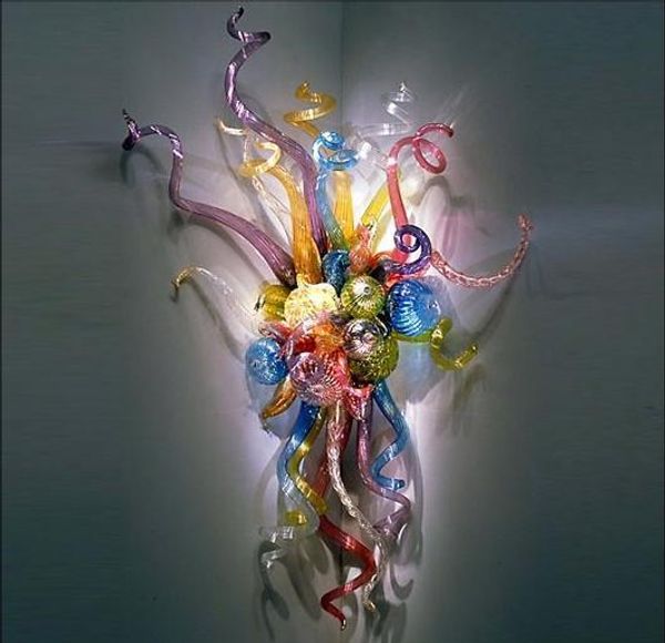 

100% mouth blown blown glass led bulbs wall lamps design art flower wall sconces