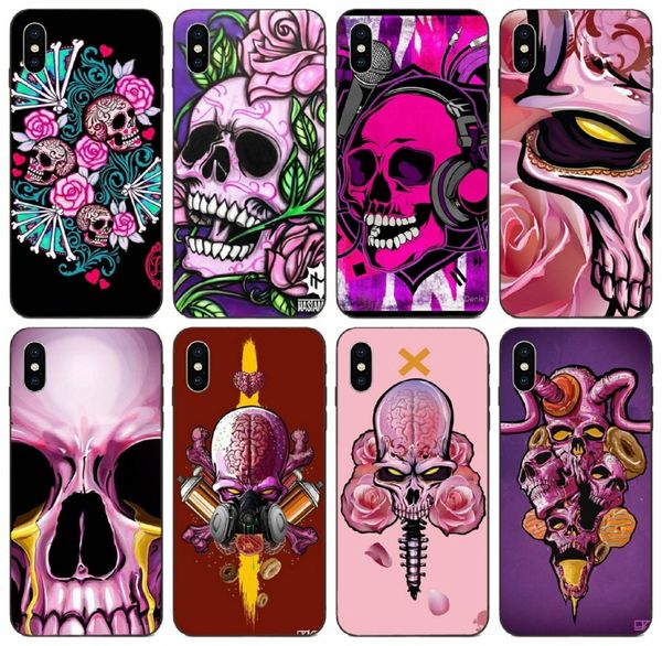 

tongtrade] pink skul case for apple iphone 11 pro max xs 8s 7s 6s galaxy j5 huawei mate 10 honor 7a pro htc desire 820 1pcs 10pcs case