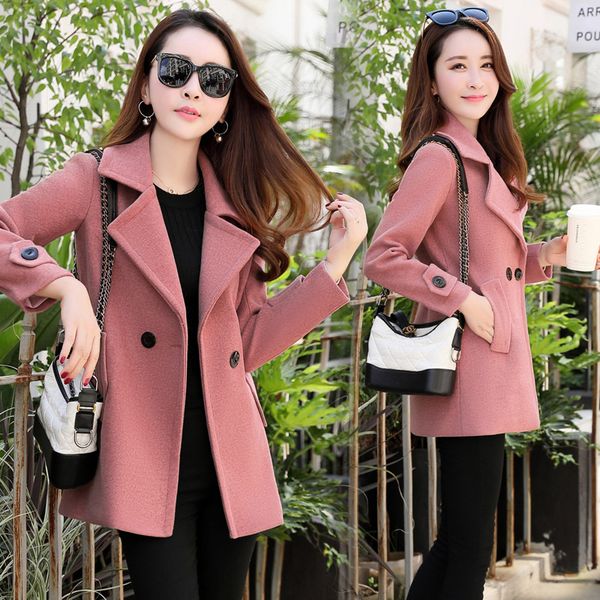 

2019 new winter coat large size women winter long slim wool blends coats female fashion brand design sale, Black