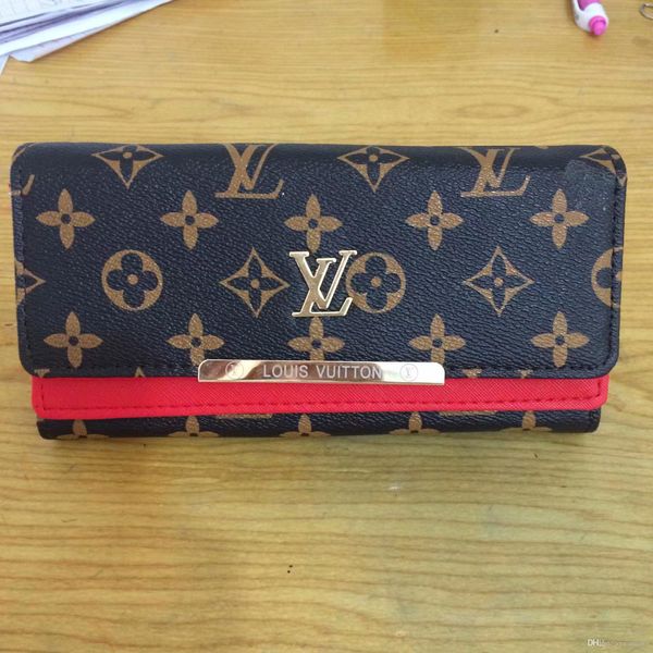 

New women pu leather long wallet luxury brand pur e card holder fa hion de igner handbag hipping