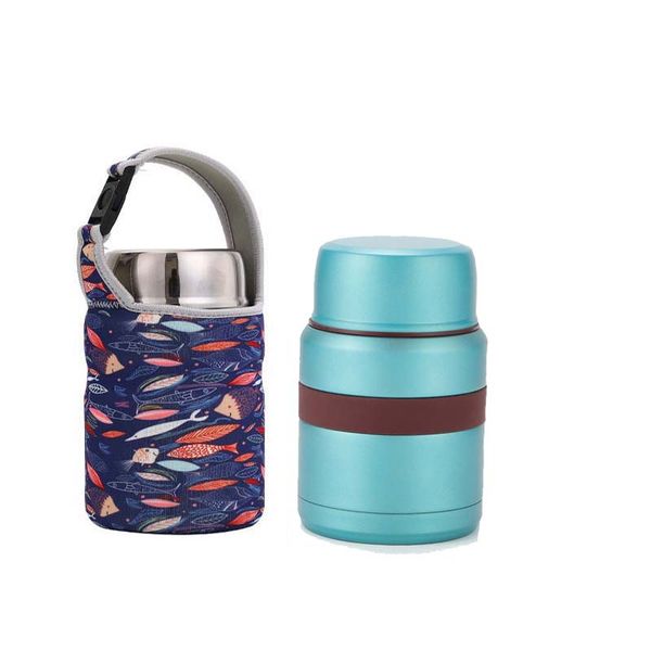 

stainless steel 304 thermos food container 350ml soup jar inox spoon lid cup portable pouch colorful bag outside school
